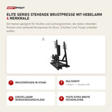 Titanium Strength Elite Series Stehende Brustpresse mit Hebelarm mit 4 Merkmalen: Brustdrücken im Stand, Multigriff, Einstellbare Bewegungsanschläge, Feste extra breite Rückenlehne