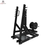 Titanium Strength Elite Series Stehende Brustpresse mit Hebelarm in Schrägansicht von hinten mit Griffen