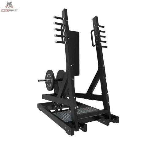 Titanium Strength Elite Series Stehende Brustpresse mit Hebelarm in Schrägansicht mit Scheibenhaltern
