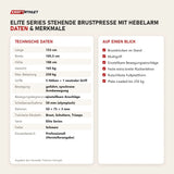 Technische Daten und Merkmale von Titanium Strength Elite Series Stehende Brustpresse mit Hebelarm als Tabelle