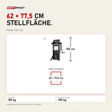 Maßbild Titanium Strength Elite Series Stehende Seitliche Erhebungen: Stellfläche 62 × 77,5 cm, Höhe 155 cm