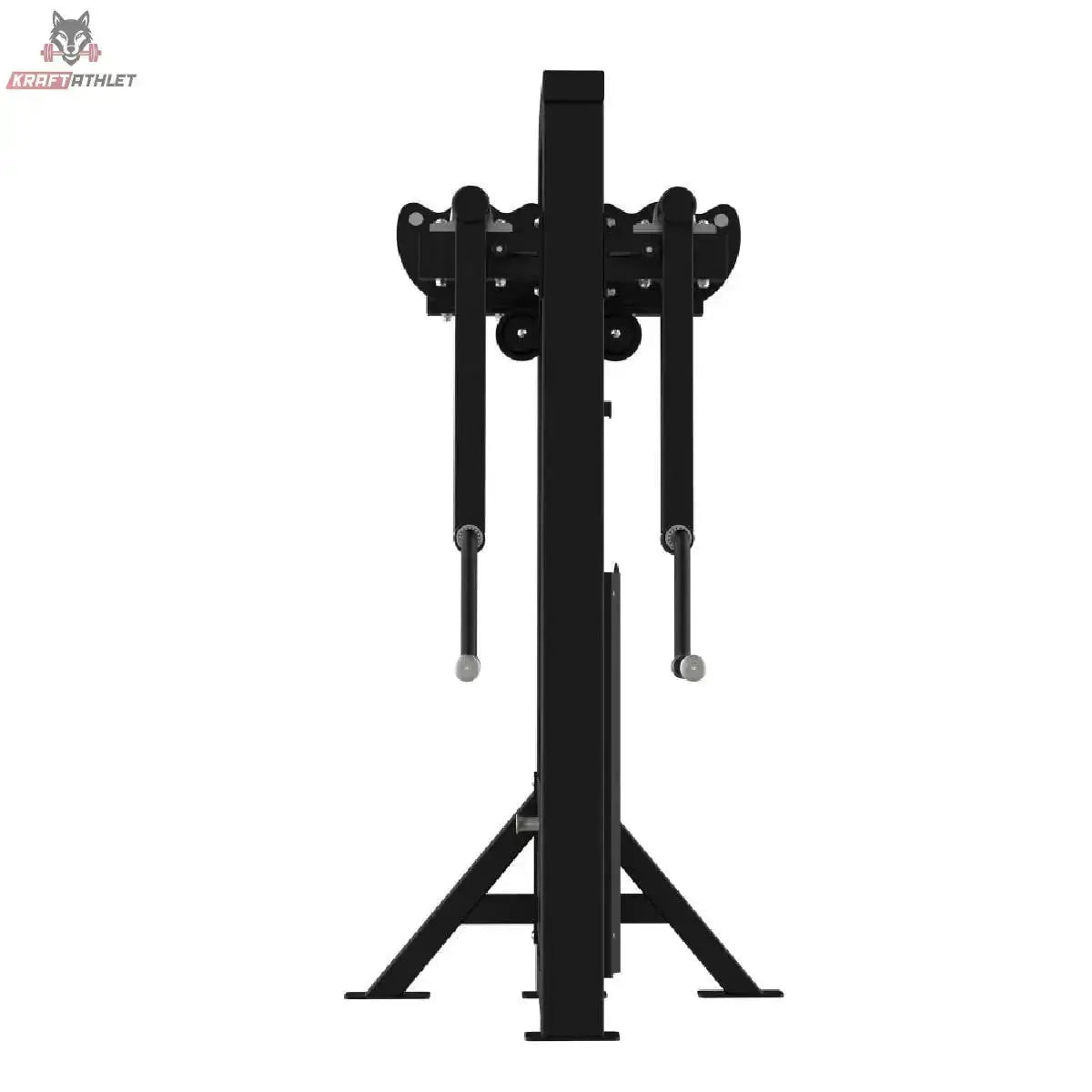 Titanium Strength Elite Series Stehende Seitliche Erhebungen – Frontansicht mit Säule und beidseitigen Armhebeln