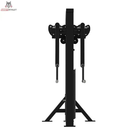 Titanium Strength Elite Series Stehende Seitliche Erhebungen – Frontansicht mit Säule und beidseitigen Armhebeln