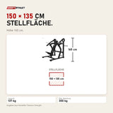 Maßbild Titanium Strength Elite Series Super Incline Chest Press: Stellfläche 150 × 135 cm, Höhe 165 cm