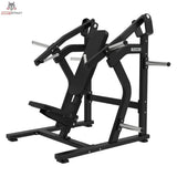 Titanium Strength Elite Series Super Incline Chest Press in Schrägansicht von vorn mit Druckarmen, Sitz und Scheibenaufnahmen