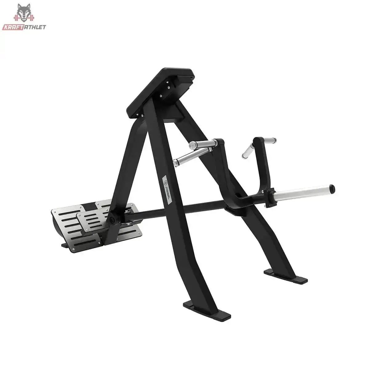 Titanium Strength Elite Series T-Bar Rudern: Schrägansicht mit Brustpolster, Hebelstange und Fußplatte