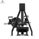 Titanium Strength Elite Series T-Bar Rudern mit einstellbaren Griffen – Frontansicht mit Griffen und aufgelegter Hantelscheibe