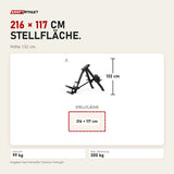 Maßbild Titanium Strength Elite Series T-Bar Rudern mit einstellbaren Griffen: Stellfläche 216 × 117 cm, Höhe 132 cm