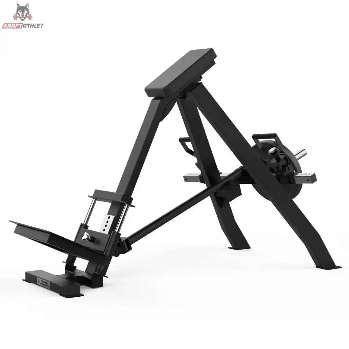 Titanium Strength Elite Series T-Bar Rudern mit einstellbaren Griffen – Seitenansicht mit Brustpolster und Fußplattform