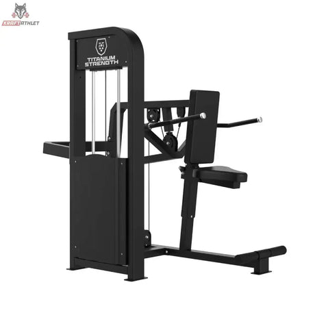 Titanium Strength Elite Series Trizeps Dips in Schrägansicht mit Sitz und Griffen