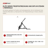 Titanium Strength Elite Series Trizepsstreckung und Dips im Stehen mit 4 Merkmalen: Trizepsstreckung und Dips im Stehen, Rutschfeste Standplatte, Plate-Loaded bis 125 kg, Rahmen 50 × 100 × 3 mm + 40 × 80 × 3 mm
