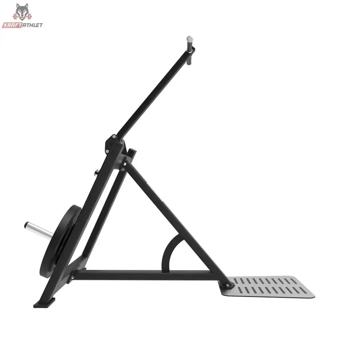 Titanium Strength Elite Series Trizepsstreckung und Dips im Stehen: Seitenansicht in Schwarz mit Hebelarm und Standplattform aus Blech