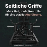 Titanium Strength Elite Series Ultimate Abductor-Adductor, Grafik zu den seitlichen Griffen für mehr Halt