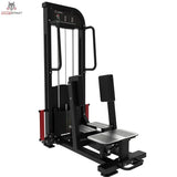 Titanium Strength Elite Series Ultimate Abductor Stehen – Schrägansicht mit Hüftpolster, Trittplatte und Gewichtsturm