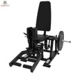 Titanium Strength Elite Series Ultimate Abductor-Adductor in Schwarz, Schrägansicht mit Rückenlehne und Hantelscheibe