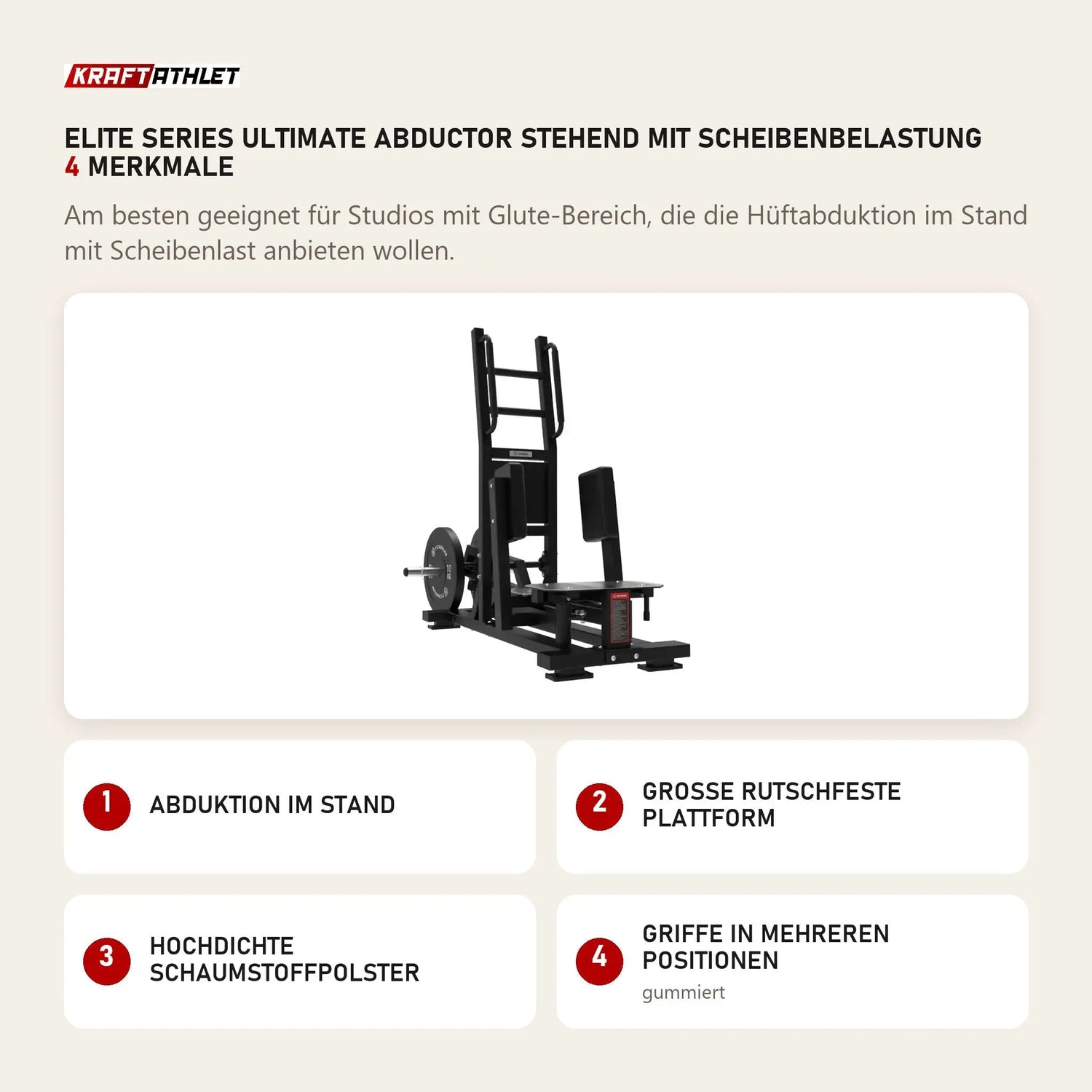 Titanium Strength Elite Series Ultimate Abductor Stehend mit Scheibenbelastung mit 4 Merkmalen: Abduktion im Stand, Große rutschfeste Plattform, Hochdichte Schaumstoffpolster, Griffe in mehreren Positionen