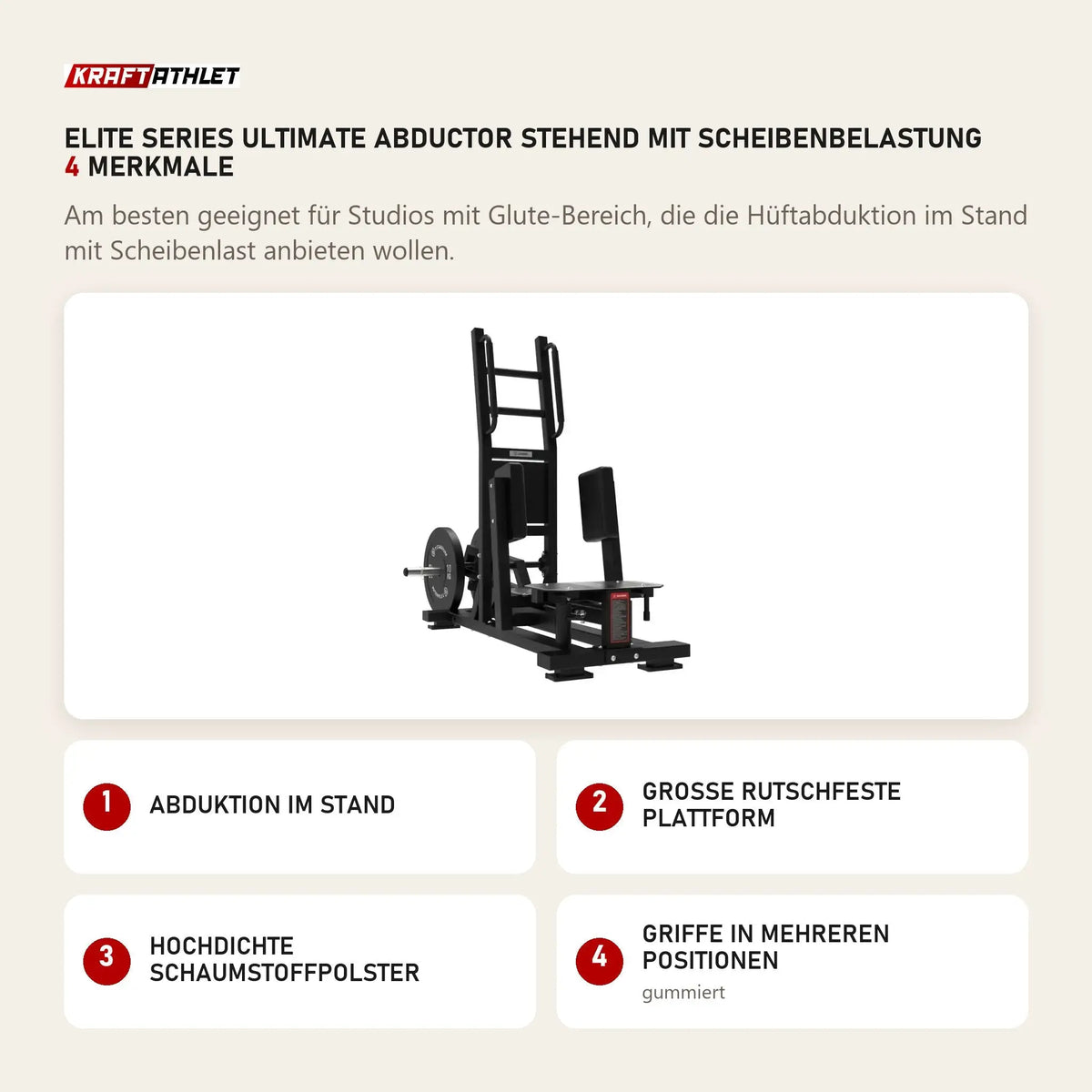 Titanium Strength Elite Series Ultimate Abductor Stehend mit Scheibenbelastung mit 4 Merkmalen: Abduktion im Stand, Große rutschfeste Plattform, Hochdichte Schaumstoffpolster, Griffe in mehreren Positionen