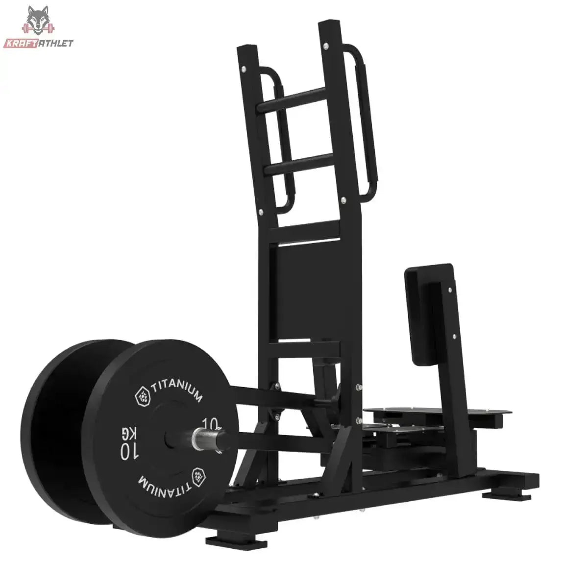 Titanium Strength Elite Series Ultimate Abductor Stehend mit Scheibenbelastung – Rückansicht schräg mit zwei Scheiben