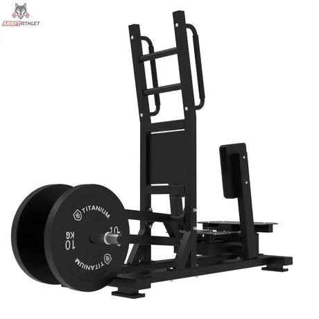 Titanium Strength Elite Series Ultimate Abductor Stehend mit Scheibenbelastung – Rückansicht schräg mit zwei Scheiben