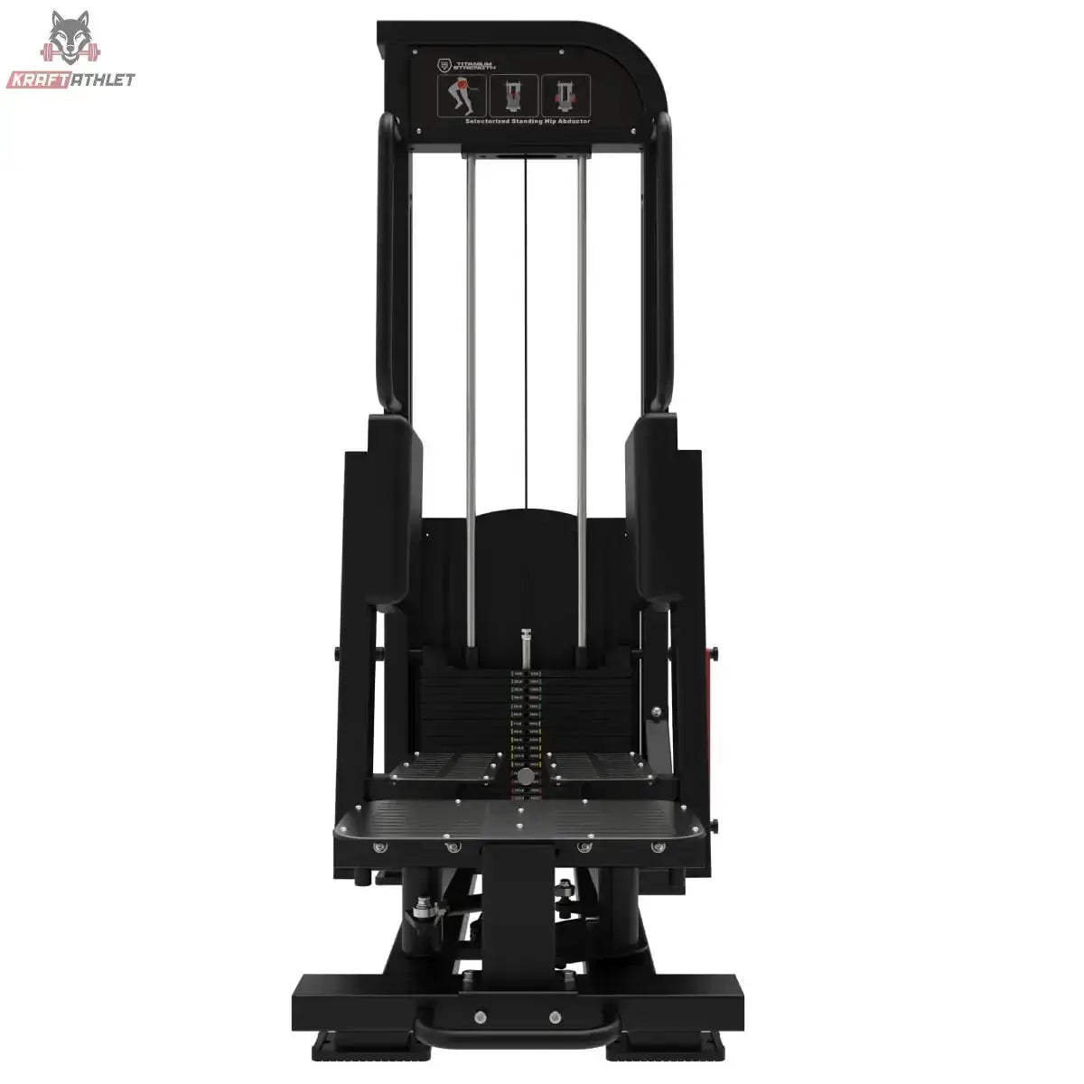 Titanium Strength Elite Series Ultimate Abductor Stehen – Frontansicht mit Hüftpolster und Trittplatte