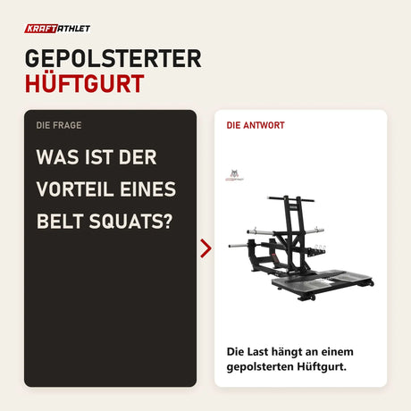 Frage und Antwort zu Titanium Strength Elite Series Ultimate Belt Squat: Was ist der Vorteil eines Belt Squats?