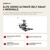 Titanium Strength Elite Series Ultimate Belt Squat mit 4 Merkmalen: Gepolsterter Hüftgurt, Breite Handauflage, Haken für Widerstandsbänder, Scheibenhalter aus Edelstahl