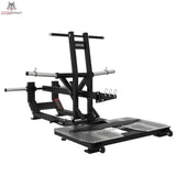 Titanium Strength Elite Series Ultimate Belt Squat – Schrägansicht mit Plattform und Scheibenaufnahmen