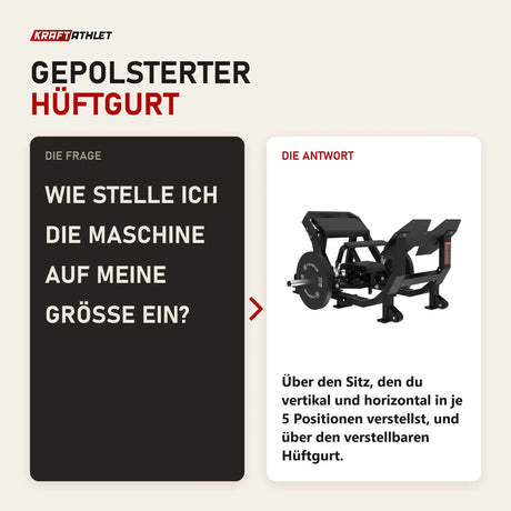 Frage und Antwort zu Titanium Strength Elite Series Ultimate Hip Thrust: Wie stelle ich die Maschine auf meine Größe ein?
