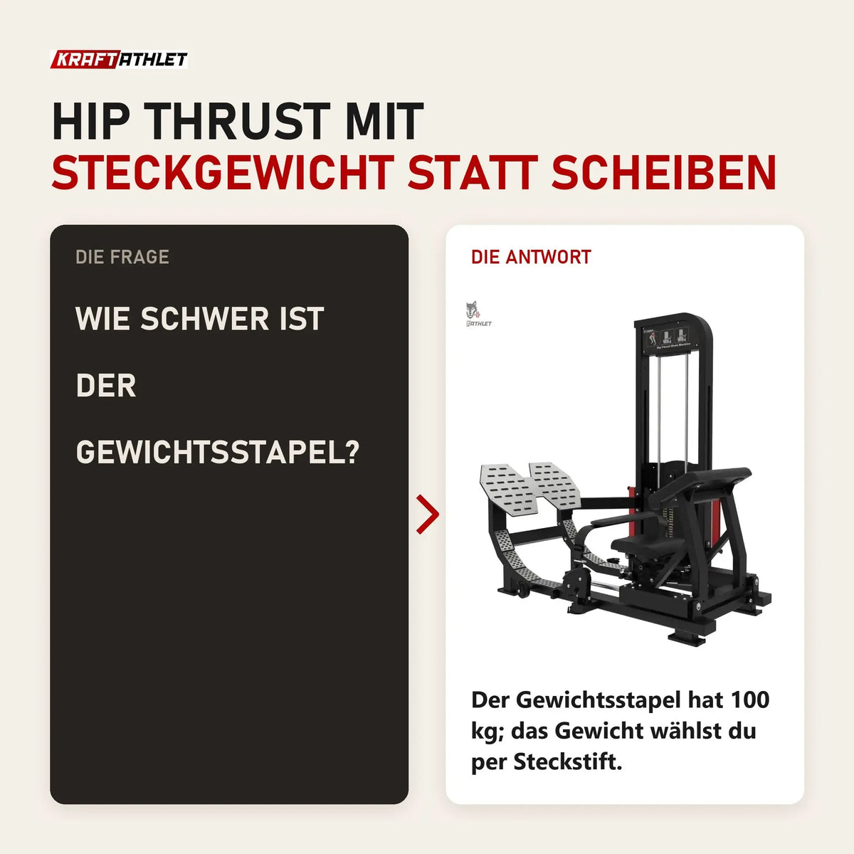 Frage und Antwort zu Titanium Strength Elite Series Ultimate Hip Thrust: Wie schwer ist der Gewichtsstapel?