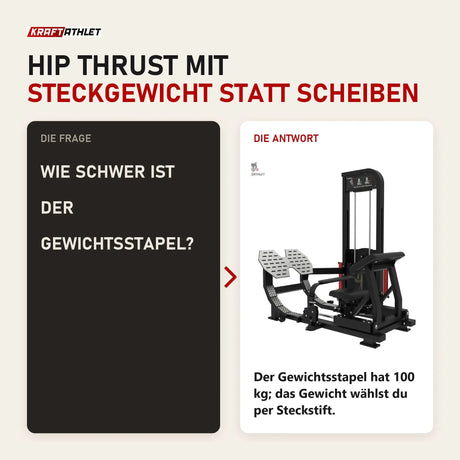 Frage und Antwort zu Titanium Strength Elite Series Ultimate Hip Thrust: Wie schwer ist der Gewichtsstapel?