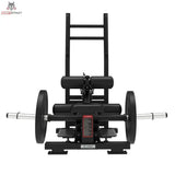 Titanium Strength Elite Series Ultimate Hip Thrust im Stehen: Frontansicht mit Polstern und beidseitigen Scheiben
