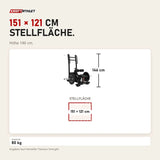 Maßbild Titanium Strength Elite Series Ultimate Hip Thrust im Stehen: Stellfläche 151 × 121 cm, Höhe 146 cm