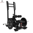 Titanium Strength Elite Series Ultimate Hip Thrust im Stehen: Schrägansicht mit Hantelscheiben und Haltebügel
