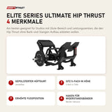 Titanium Strength Elite Series Ultimate Hip Thrust mit 4 Merkmalen: Gepolsterter Hüftgurt, Sitz 5-fach in Höhe, Erhöhte Fußposition, Haken für Widerstandsbänder