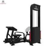Titanium Strength Elite Series Ultimate Hip Thrust – Seitliche Ansicht mit Gewichtsturm vorn und Fußplatten