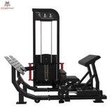 Titanium Strength Elite Series Ultimate Hip Thrust – Seitenansicht mit Rückenpolster, Fußplatten und Gewichtsturm