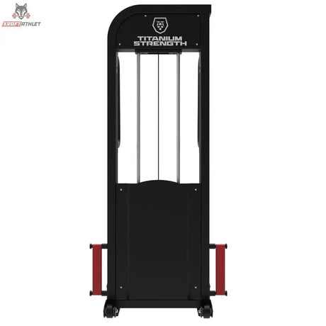 Titanium Strength Elite Series Selectorisierte Ultimate Hip Thrust – Rückansicht mit Gewichtsturm und Seilführung