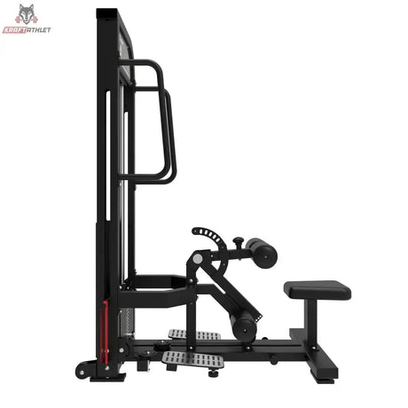 Titanium Strength Elite Series Selectorisierte Ultimate Hip Thrust – Seitenansicht mit Hüftpolster, Liegebank und Fußplatte