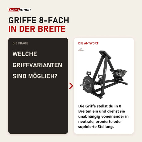 Frage und Antwort zu Titanium Strength Elite Series Ultimate T-Bar Rudern mit einstellbaren Griffen: Welche Griffvarianten sind möglich?