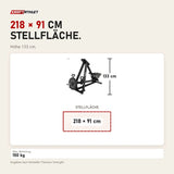 Maßbild Titanium Strength Elite Series Ultimate T-Bar Rudern mit einstellbaren Griffen: Stellfläche 218 × 91 cm, Höhe 133 cm