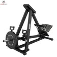 Titanium Strength Elite Series Ultimate T-Bar Rudern mit einstellbaren Griffen: Schrägansicht mit Hantelscheibe und Fußplatte