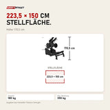 Maßbild Titanium Strength Elite Series Ultimate V-Squat: Stellfläche 223,5 × 150 cm, Höhe 170,5 cm