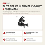 Titanium Strength Elite Series Ultimate V-Squat mit 4 Merkmalen: Hebelkniebeuge, Fußplattform 6-fach neigbar, Doppelte Griffe, Konturierte Schulterpolster