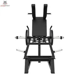 Titanium Strength Elite Series V-Squat Palanca in Frontansicht mit Schulterpolstern und Fußplattform