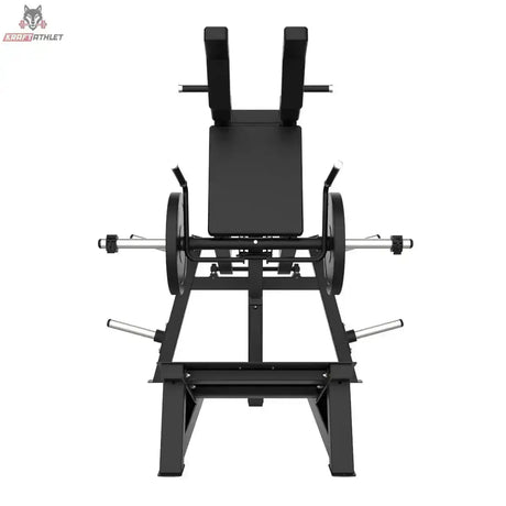 Titanium Strength Elite Series V-Squat Palanca in Frontansicht mit Schulterpolstern und Fußplattform