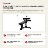 Titanium Strength Elite Series Verstellbare Negativ-Bauchbank mit 4 Merkmalen: Rückenlehne in 6 Stufen von -15° bis -30°, Beinpolster fixiert die Beine, Griff vorn zum Ein- und Aussteigen, Auch für Negativ-Drücken mit Kurzhanteln