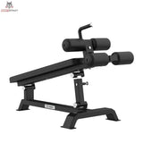 Titanium Strength Elite Series Verstellbare Negativ-Bauchbank in Seitenansicht von hinten mit Stütze und Verstellbolzen