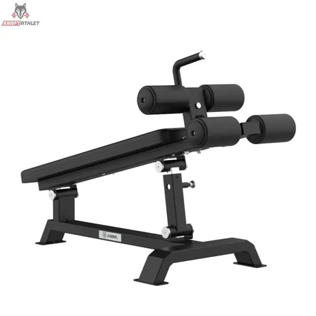 Titanium Strength Elite Series Verstellbare Negativ-Bauchbank in Seitenansicht von hinten mit Stütze und Verstellbolzen