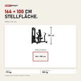 Maßbild Titanium Strength Elite Series Vertikale Brustpresse: Stellfläche 164 × 100 cm, Höhe 155 cm
