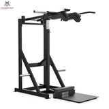Titanium Strength Elite Series Viking Press und Stehender Wadenheber in Schrägansicht mit Viking-Griffen, Bodenplatte und Wadenblock